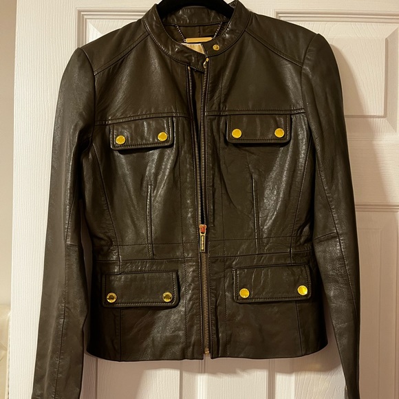 Michael Kors Jackets & Blazers - Michael Kors Brown Leather jacket sz 2